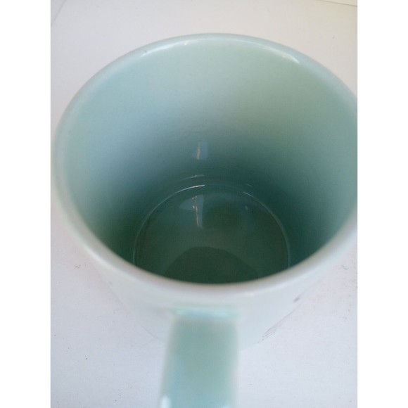 AGC Cat Humor Coffee Cup Soft Green Pink Cartoon Cat with Stripes - Picture 4 of 6